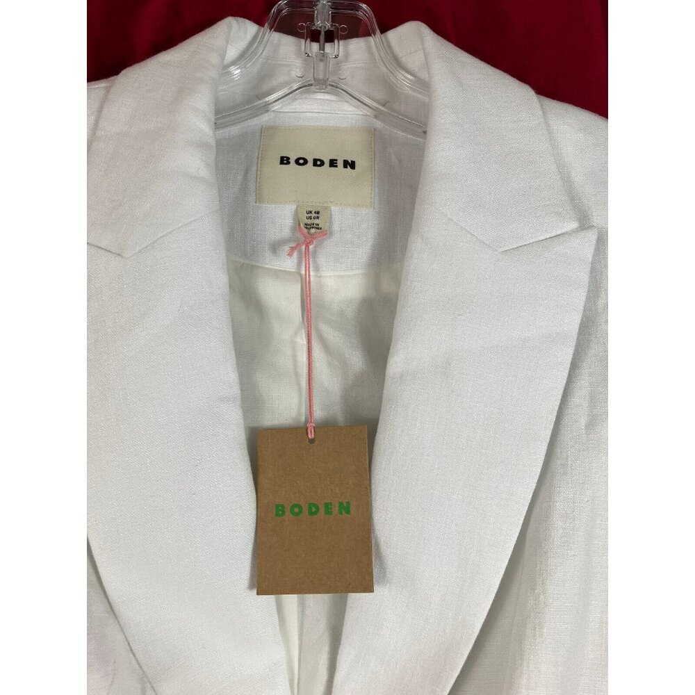 0 R NWT Boden Marylebone Linen Blazer White 2 Button Zero Regular - Picture 3 of 4